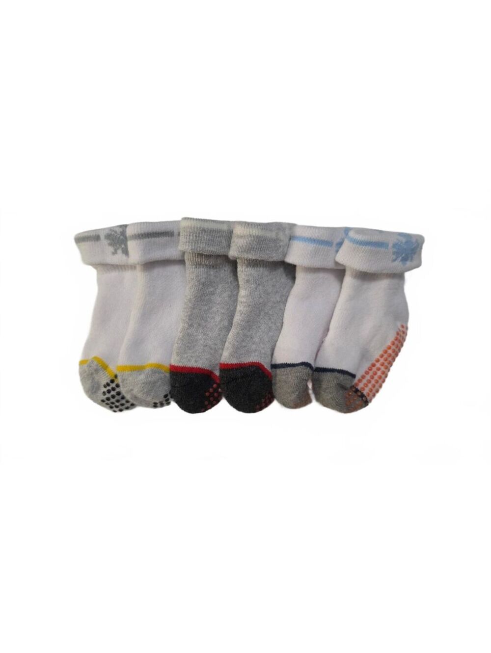 Bombas Baby Gripper Socks 3-pair 6-12 Months White/Grey Midweight Cotton NEW